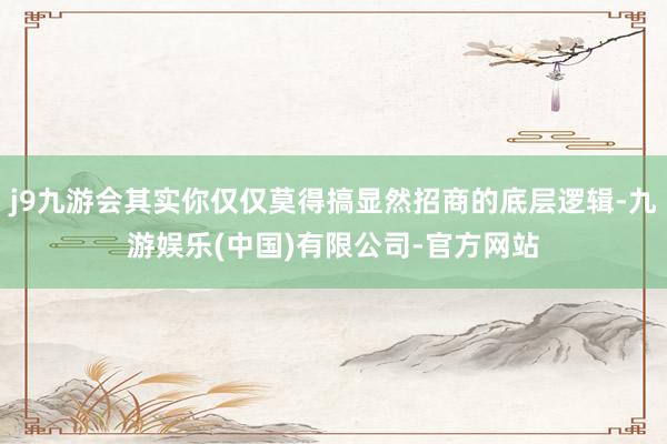 j9九游会其实你仅仅莫得搞显然招商的底层逻辑-九游娱乐(中国)有限公司-官方网站